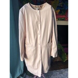 Calvin Klein PInk Faux Leather Jacket, Lined, Pockets Button up size L